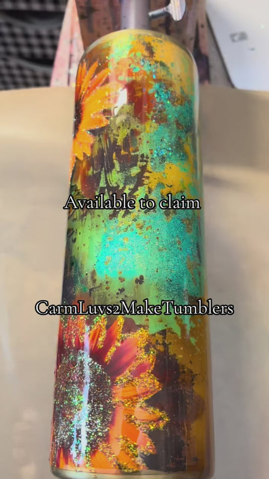 30 oz Glittered Sunflowers