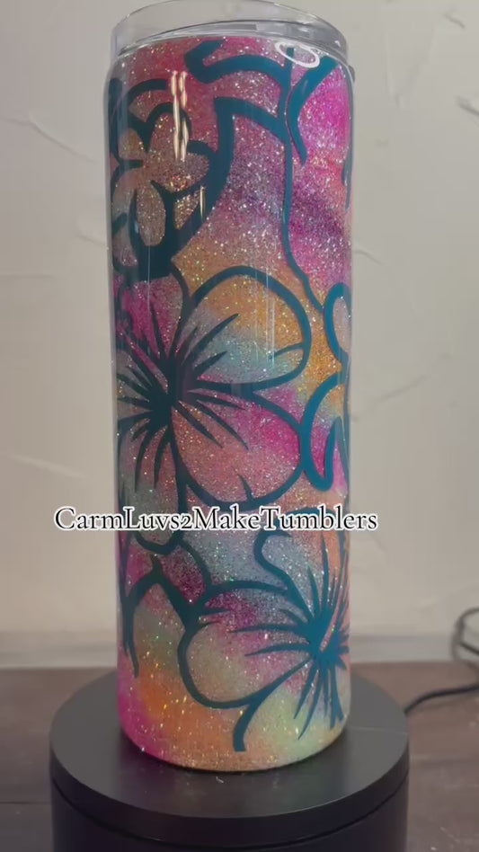 20 oz multicolored glitter tumbler